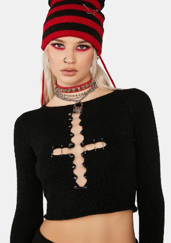 Lightweight Fabric Grim In Love Cross Sweater