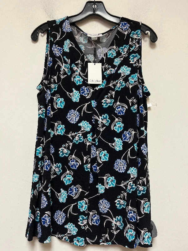 Top Sleeveless By Calvin Klein In Floral Print, Size: M