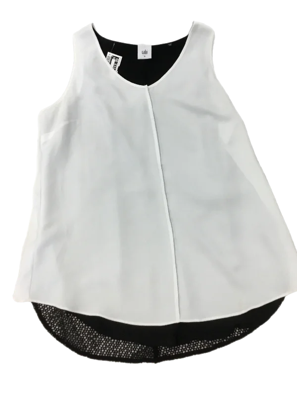 Top Sleeveless By Cabi In Black & White, Size: L