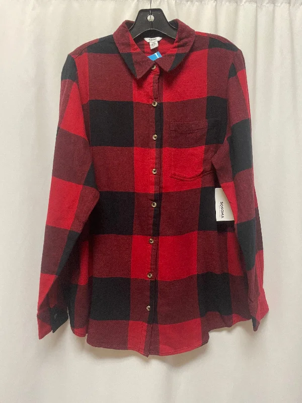 Top Long Sleeve By Sonoma In Red, Size: 1x