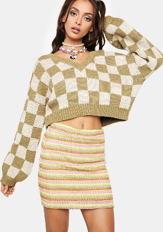 Exclusive Sale Bubbly Your Move Checkerboard Sweater