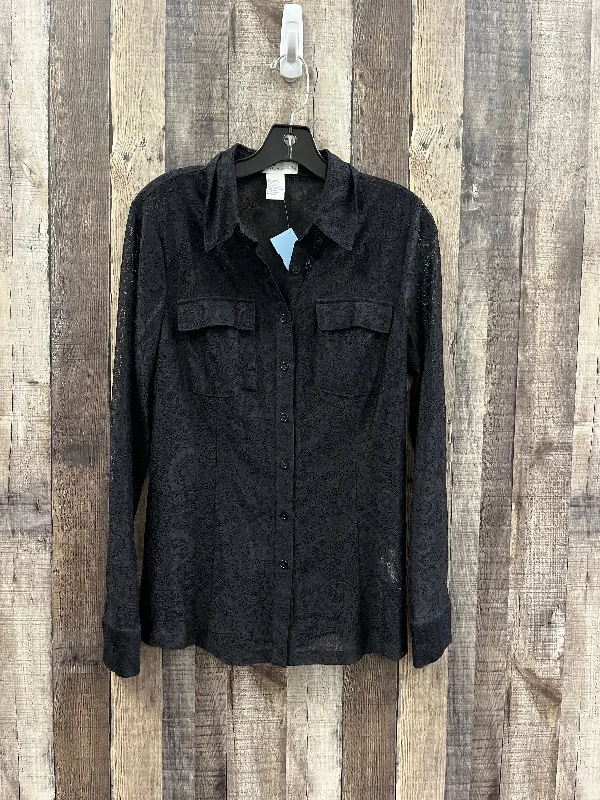 Top Long Sleeve By Doncaster In Black, Size: M