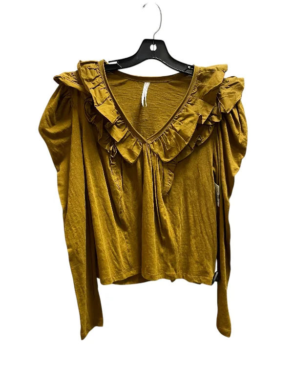 Top Long Sleeve By Anthropologie In Yellow, Size: M