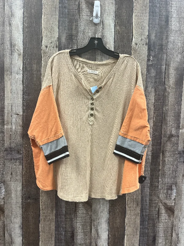 Top 3/4 Sleeve By We The Free In Tan, Size: M