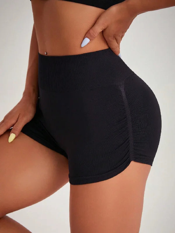 Stylish Savings Hot Girl High Waist Active Shorts In Black