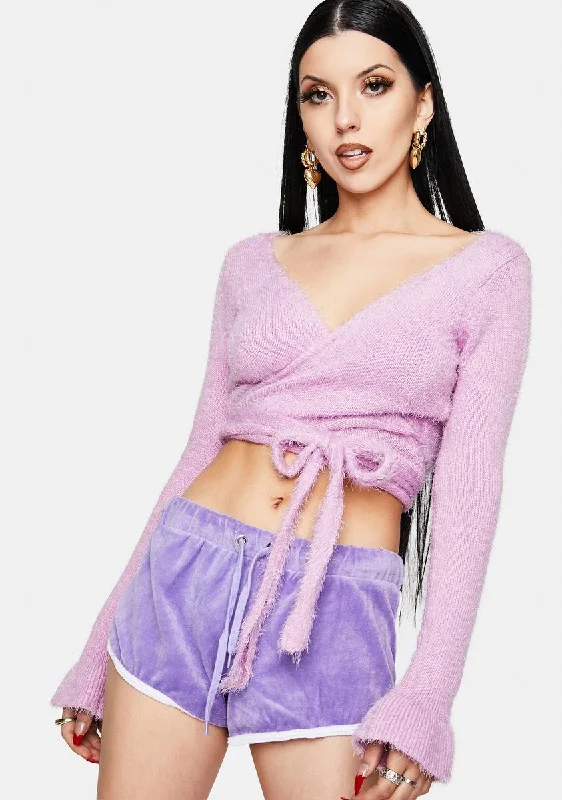 Sophisticated Cut Lilac Cherish My Love Wrap Sweater