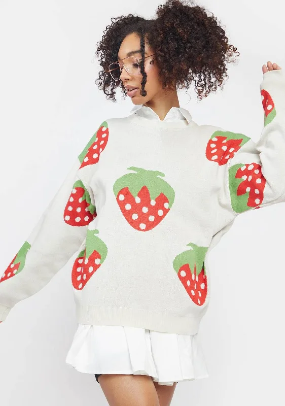 Art Deco Geometric Pattern Look Strawberry Sweater