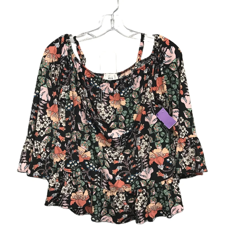 Top LS By Eci In Floral Print, Size: S