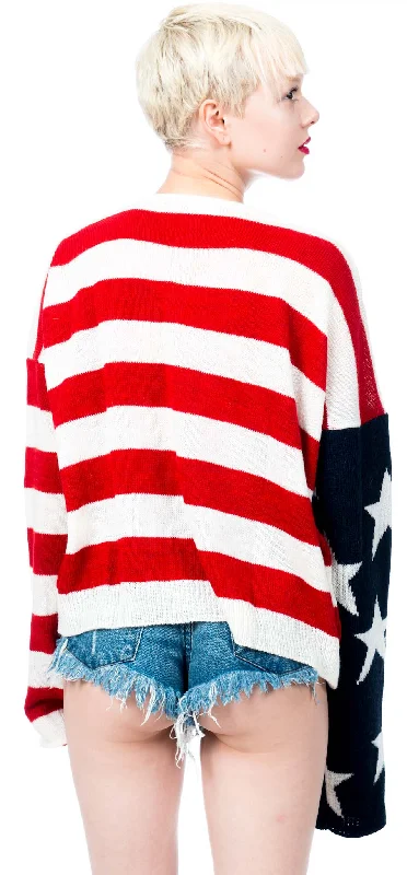 Score Big On Glamorous Red - Carpet Styles Lizabeth Flag Sweater