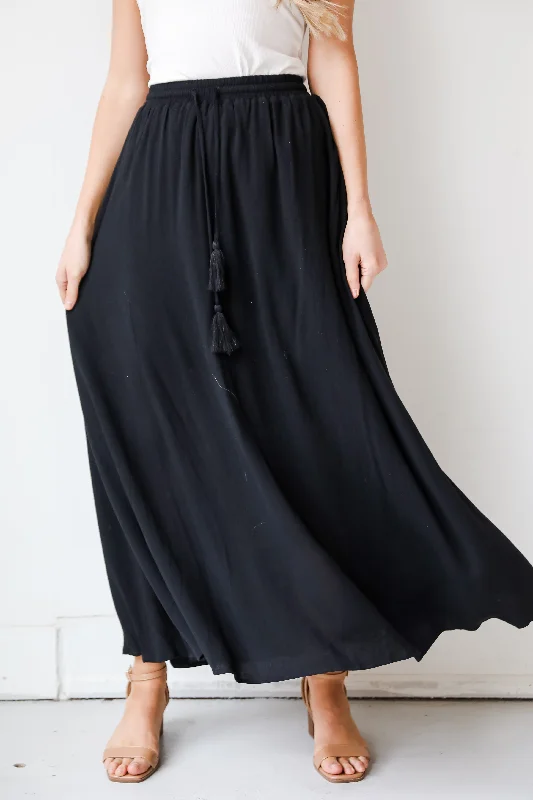 Season Sale FINAL SALE - On My Mind Black Maxi Skirt - DU DEAL