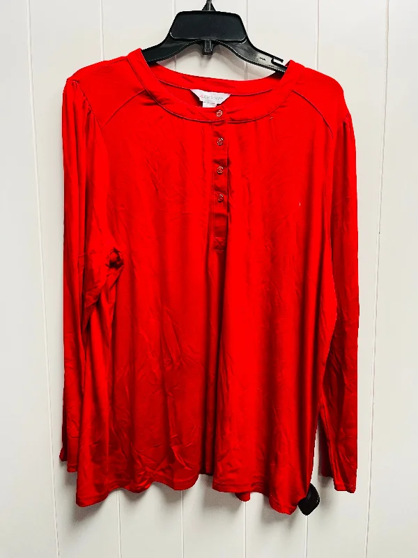 Top Long Sleeve By Liz Claiborne In Red, Size: 0x