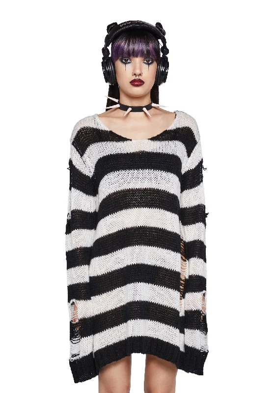 Trendy Styles Darling Of Darkness Striped Sweater