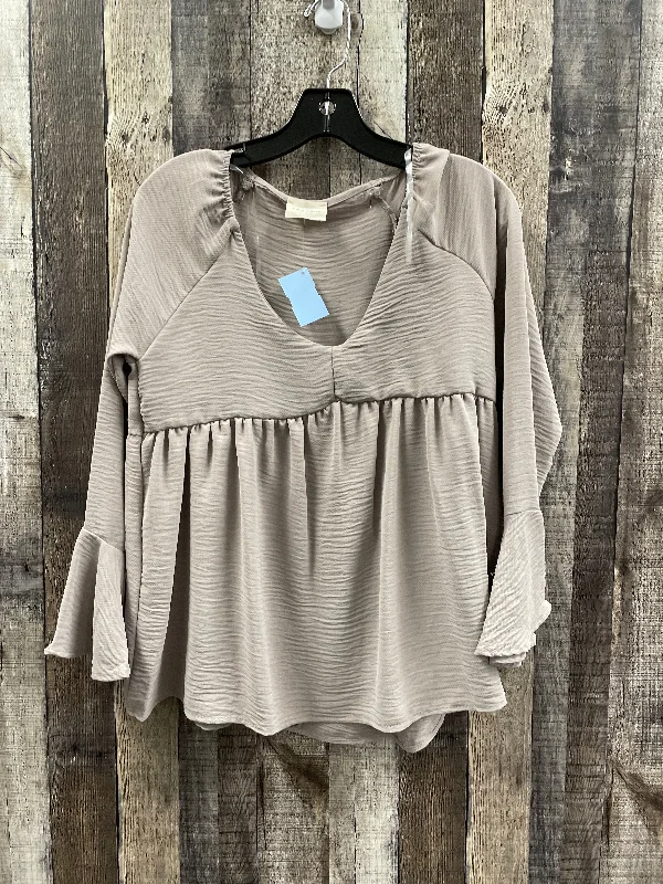 Top Long Sleeve By 143 Story In Taupe, Size: S