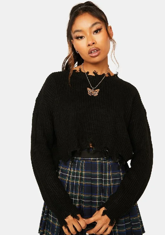 Chic Styles Midnight No Priorities Cropped Sweater