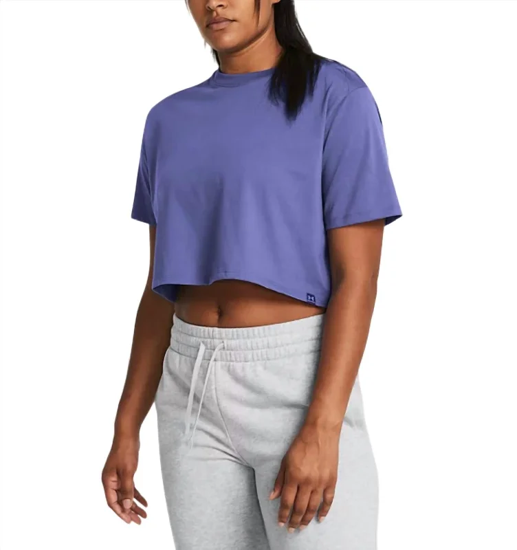 Explore What's New Campus Boxy Crop Short Sleeve Shirt In Starlight/celeste