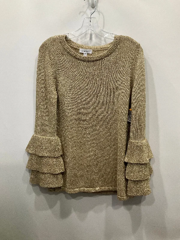 Top Long Sleeve By Calvin Klein In Gold, Size: M