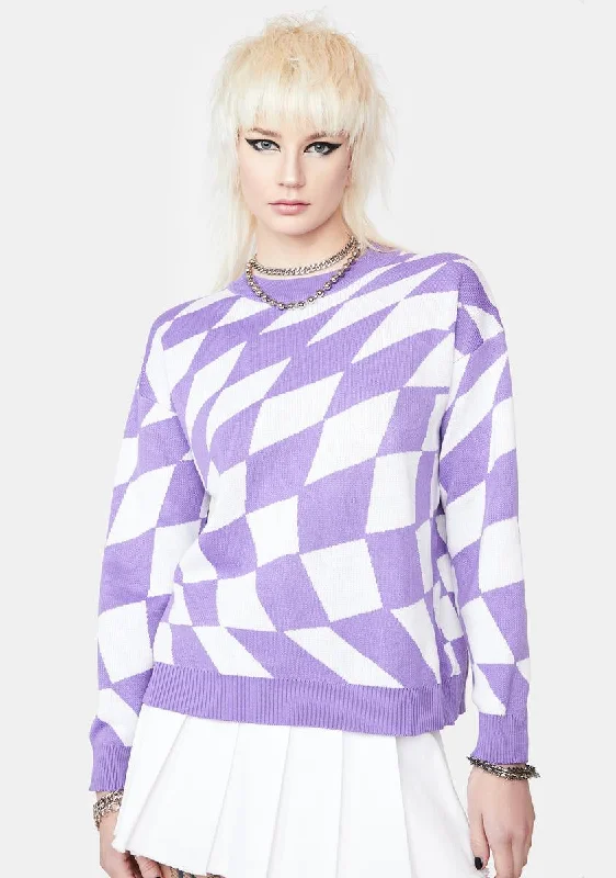 Fashion Deal I'll Change Your Mind Checkered Sweater