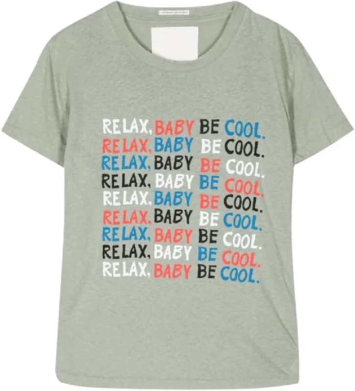 Trendy Fashion For Women MOTHER Women's The Sinful Short Sleeve T-Shirt, Relax Baby Be Cool