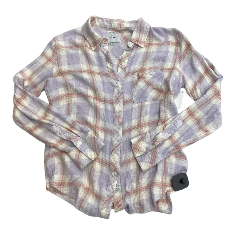 Top Long Sleeve By Aerie In Plaid Pattern, Size: S