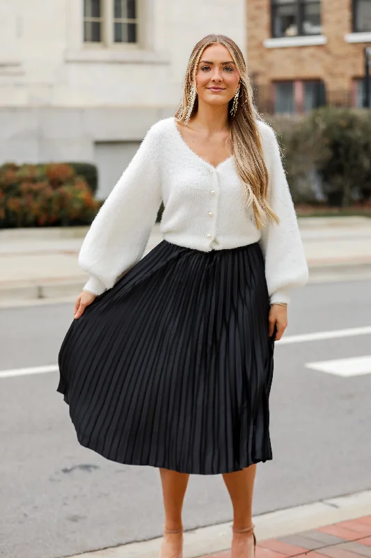 Minimalist Chic FINAL SALE - Fabulous Shine Satin Pleated Midi Skirt