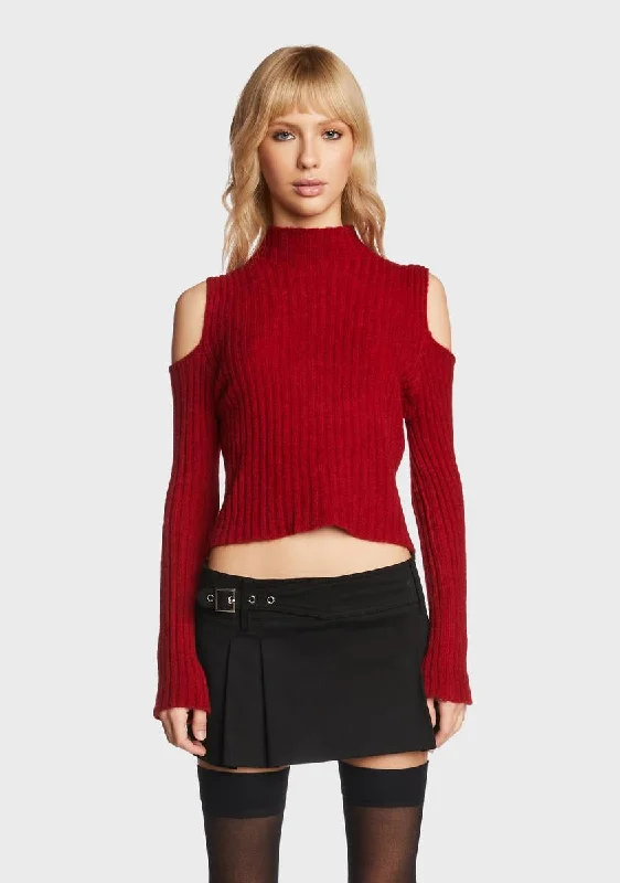 Refined Simplicity Crimson Play It Off Turtleneck Sweater