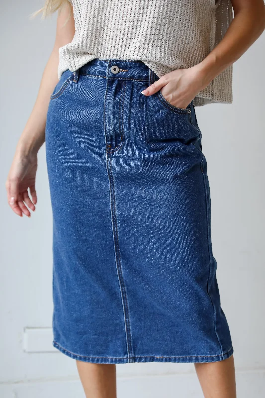 Save Big FINAL SALE - Uniquely Trendsetting Denim Midi Skirt