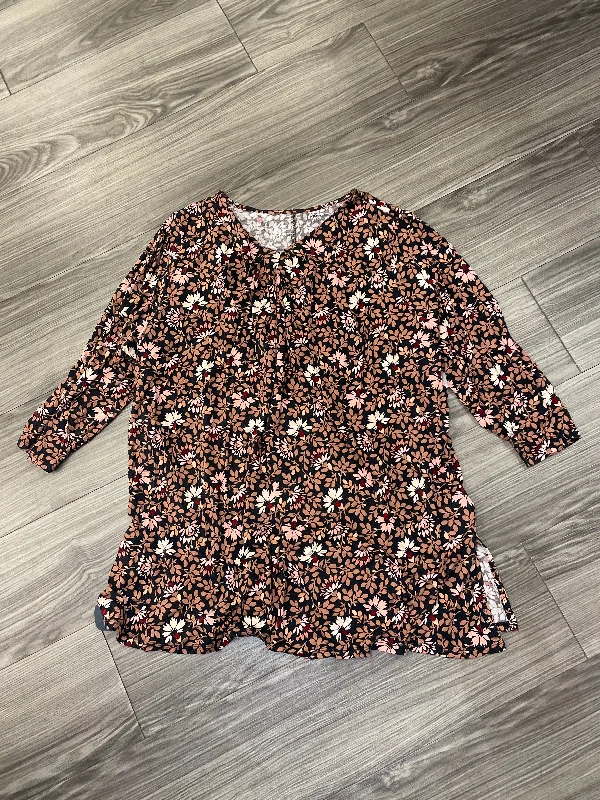 Top Long Sleeve By Lands End In Floral Print, Size: 2x