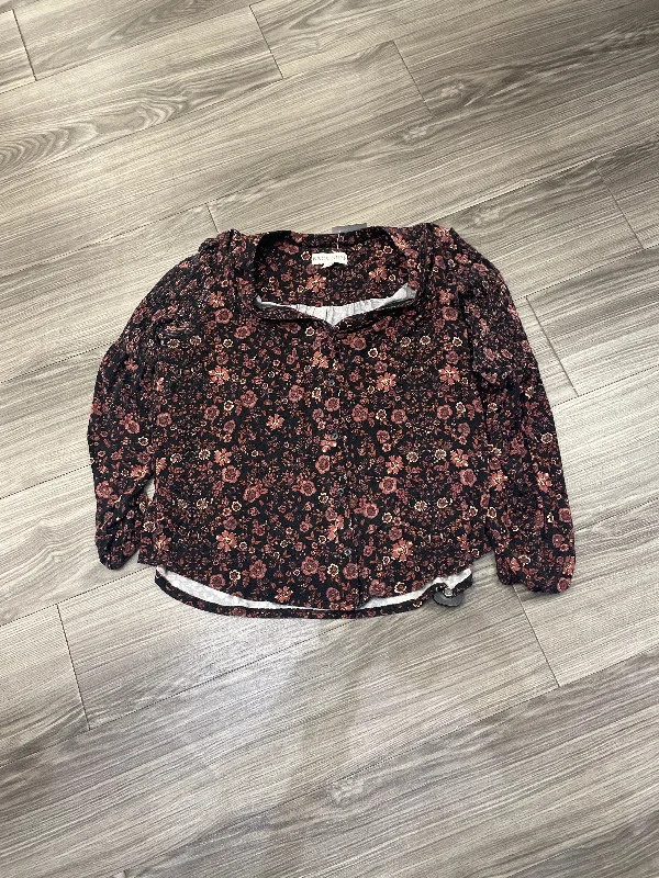 Top Long Sleeve By Knox Rose In Floral Print, Size: L