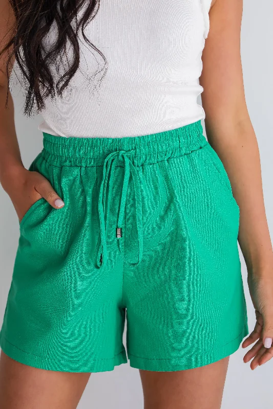 Beat The Heat In Tropical Styles FINAL SALE - Seasonal Breeze Green Linen Shorts