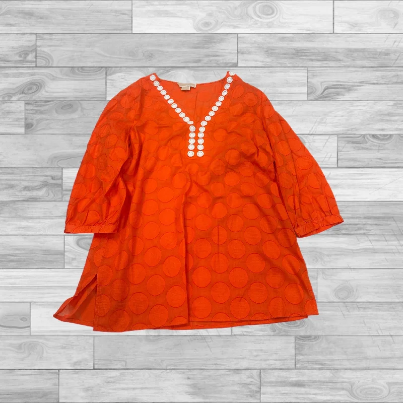 Top 3/4 Sleeve By Michael By Michael Kors In Orange, Size: L