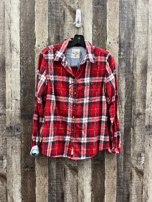 Top Long Sleeve By Logg In Plaid Pattern, Size: M