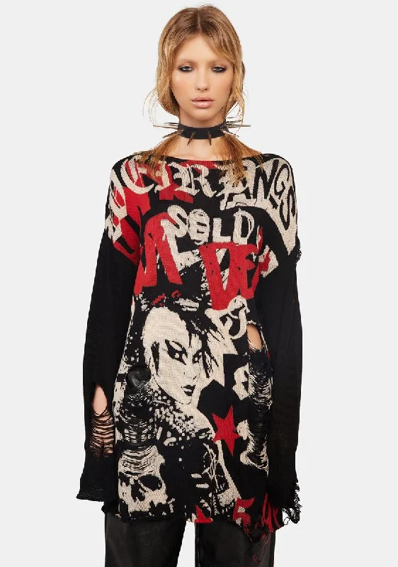 Y2K Nostalgic Fashion Look Own The Resistance Oversized Sweater