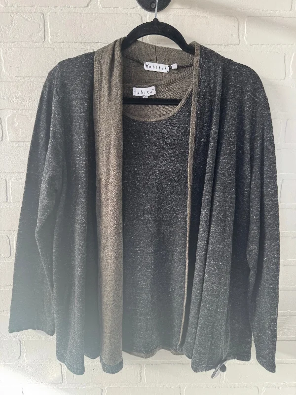 Top 2pc Long Sleeve By Habitat In Green & Grey, Size: M