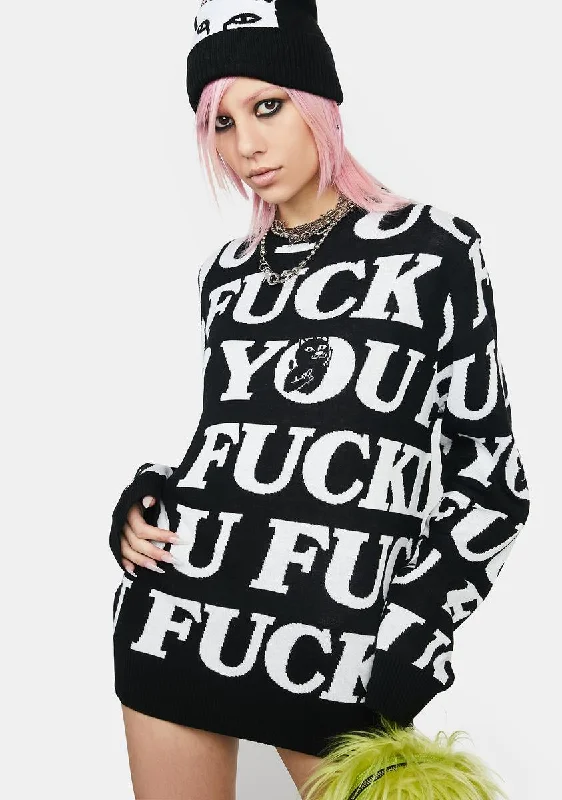 Seasonal Trends Fuck You Knit Sweater