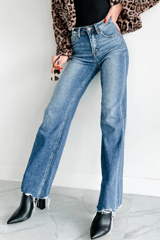 Grab Romantic Date - Night Styles Now Sampson High Rise Tummy Control Risen Wide Leg Jeans (Dark)