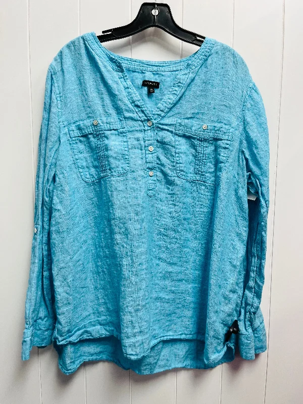 Top Long Sleeve By Talbots In Teal, Size: Xl