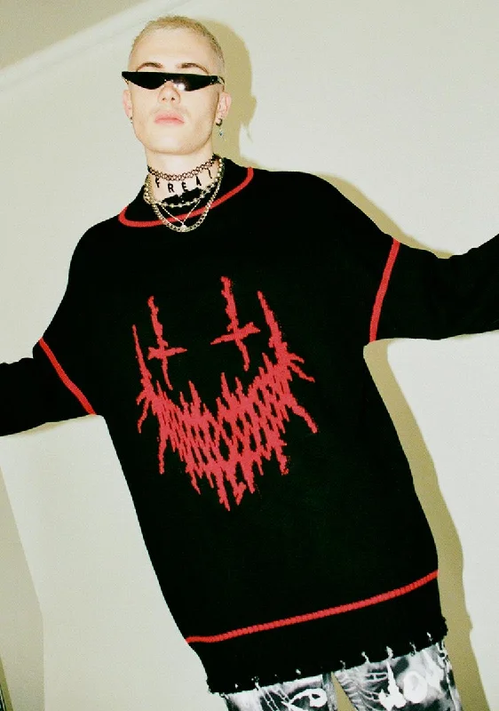 Hot Styles Evil Smile Oversized Knit Sweater