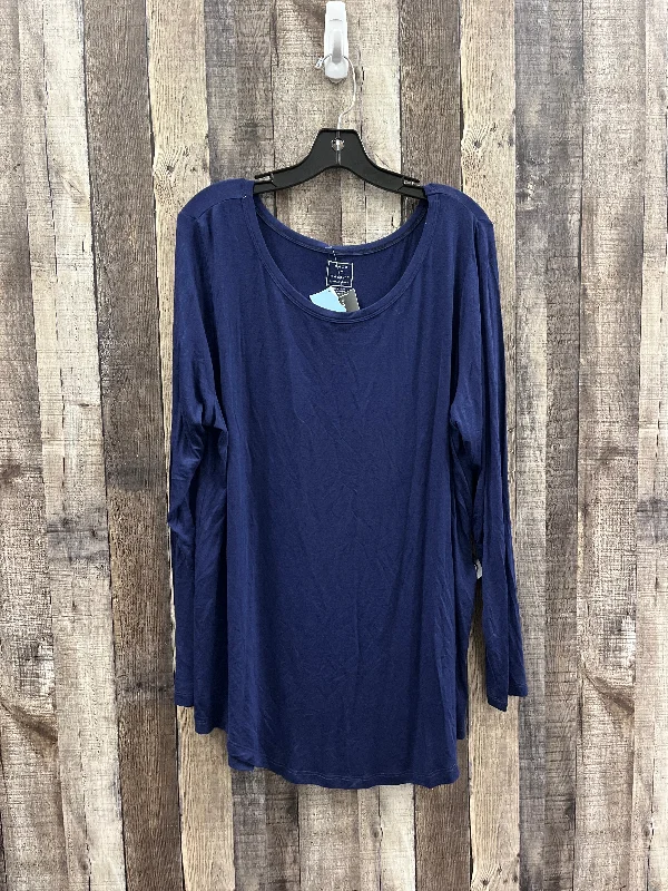 Top Long Sleeve By Ashley Stewart In Navy, Size: 2x