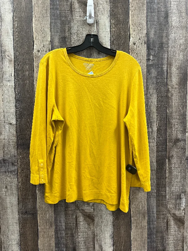 Top Long Sleeve By Chicos In Gold, Size: Xl