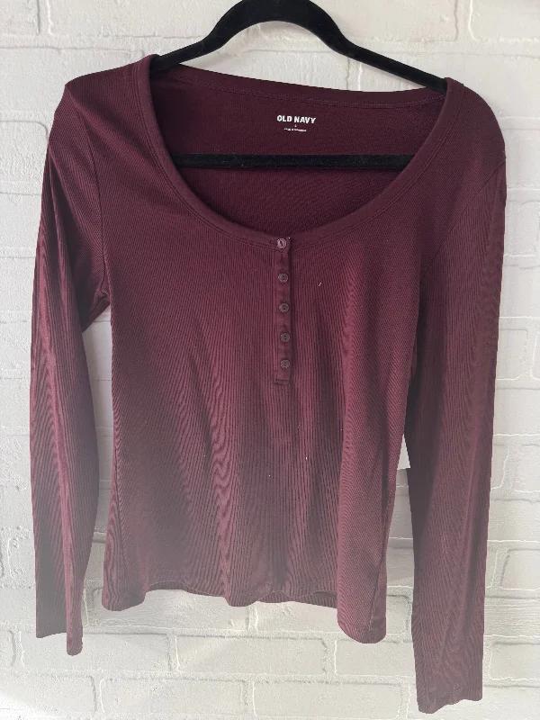 Top Long Sleeve Basic By Old Navy In Maroon, Size: L