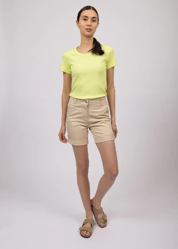 Feminine Elegant Marie Bermuda shorts - in cotton gabardine (PLAGE)