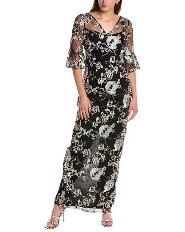 Huge Discounts This Week Adrianna Papell Embroidered Column Gown