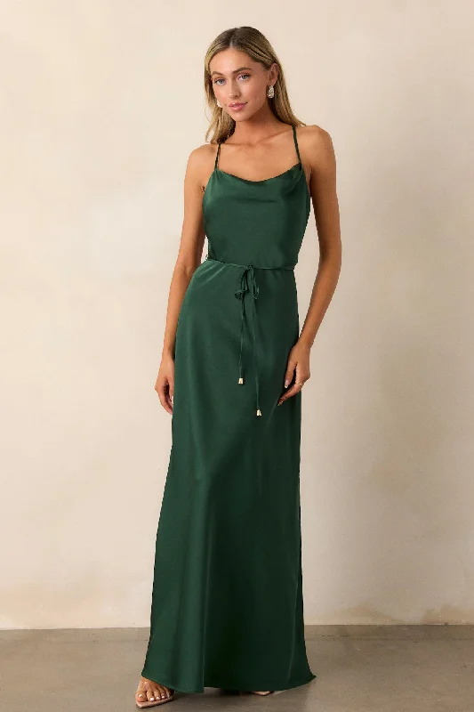 Feminine Soft - Hued Styles Gleaming Glam Emerald Maxi Dress