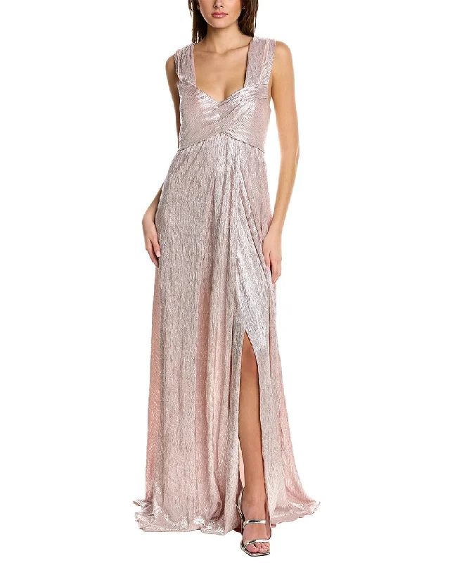 Flash Sale Starts Rene Ruiz Crinkled Metallic Gown