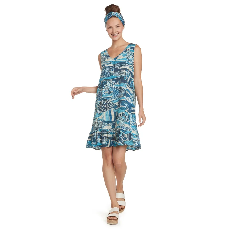 Limited Time Offers Ruffle Dress - Rainbow Runner Denim