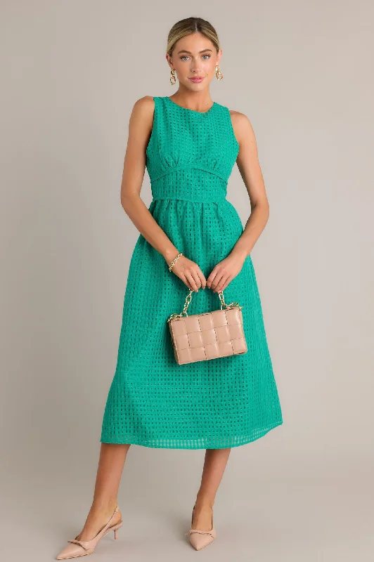 Unbeatable Deals Sophisticated Style Green Sleeveless Midi Dress