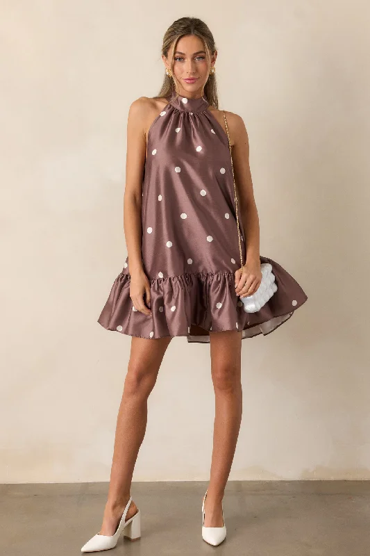 Massive Selection Sale Sweet Soirée Chocolate Halter Mini Dress