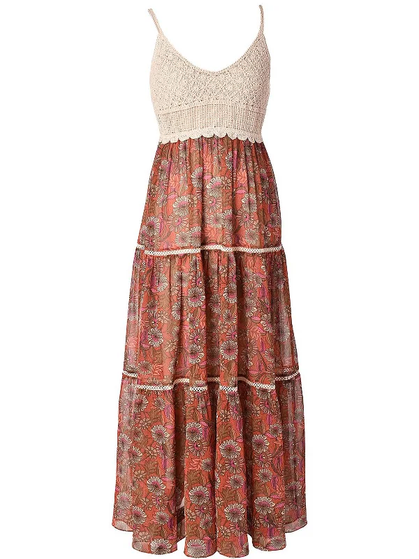 Mid Season Sale Womens Crochet Chiffon Maxi Dress