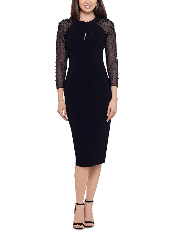 Wardrobe Essentials Womens Embellished Midi Sheath Dress