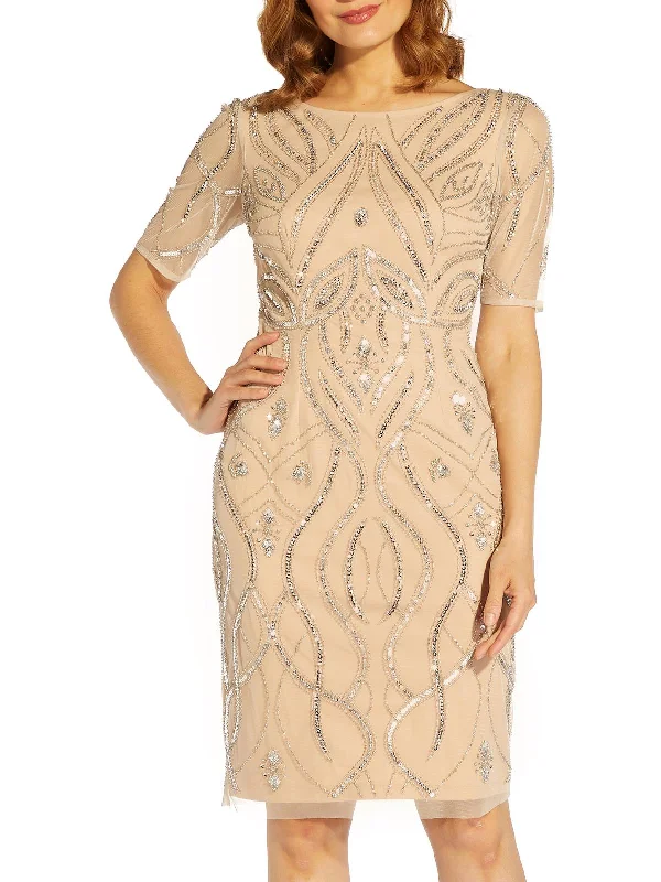 Designer Wear On Sale Womens Embellished Sheath Cocktail and Party Dress